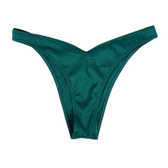 Hollister Ribbed High Leg Cheekiest Bikini Bottom Emerald Small - Picture 1 of 3